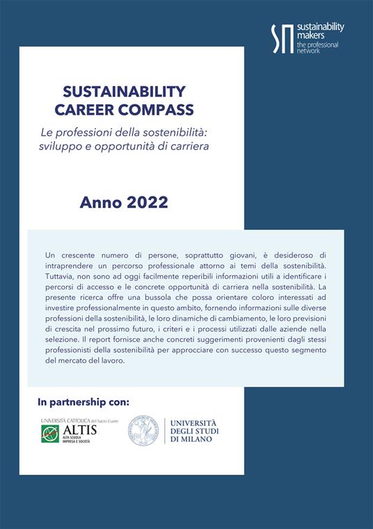 Sustainability Career Compass Anno 2022 - Le professioni della sostenibilità: sviluppo e opportunità di carriera