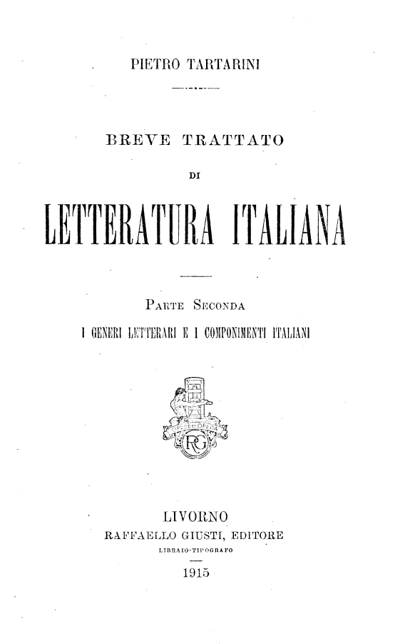 FORME E GENERI DELLA LETTERATURA ITALIANA (1SEM)