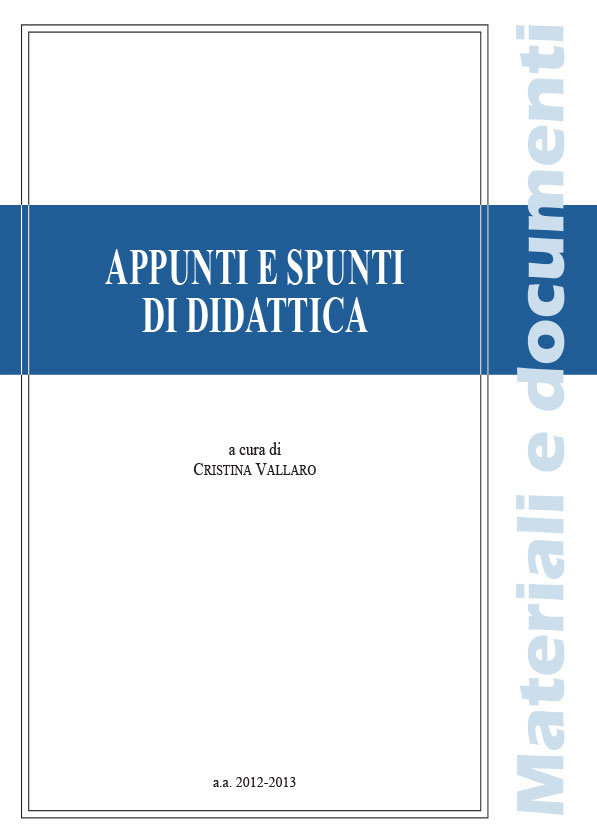 APPUNTI E SPUNTI DI DIDATTICA