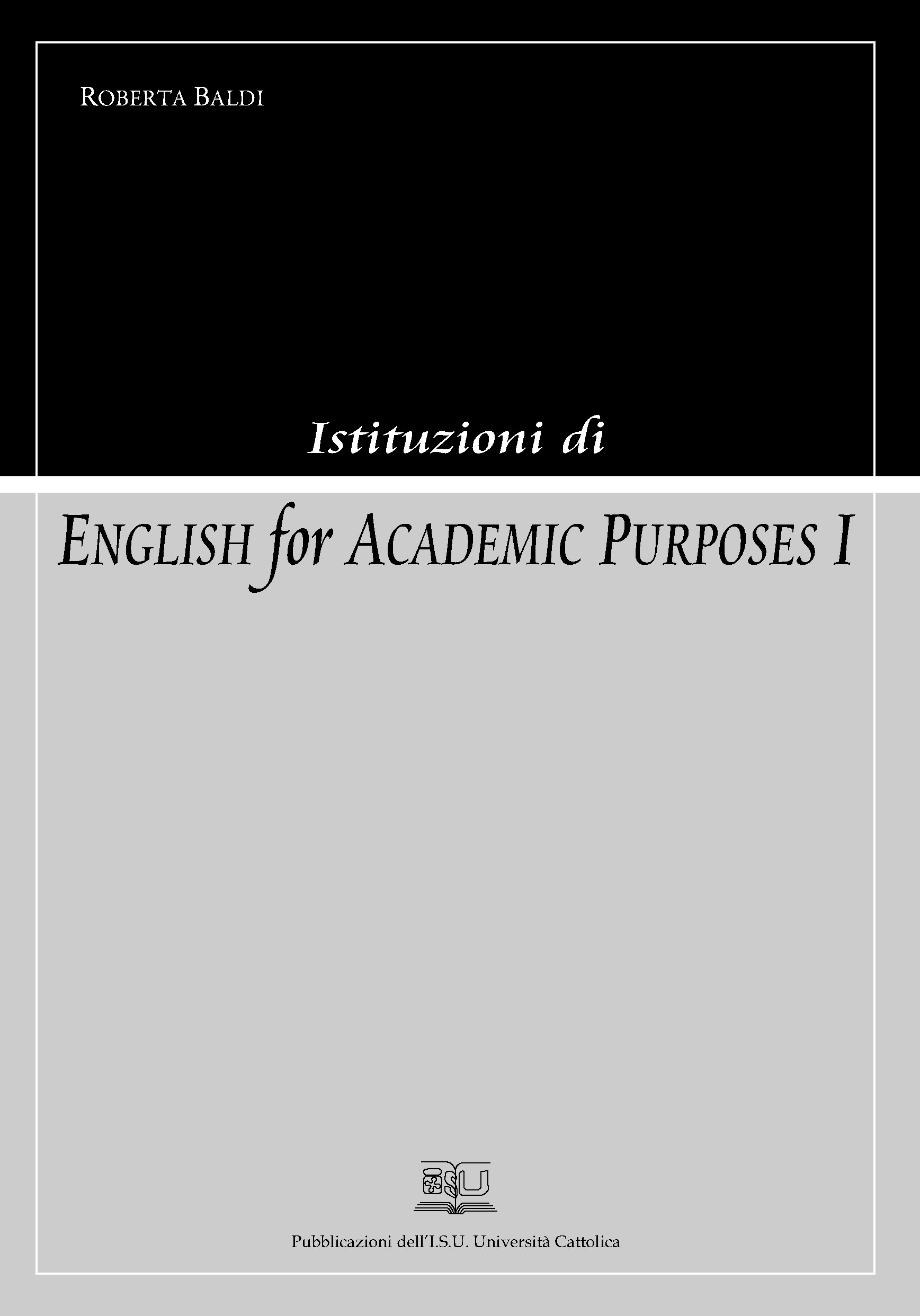 ISTITUZIONI DI ENGLISH FOR ACADEMIC PURPOSES I