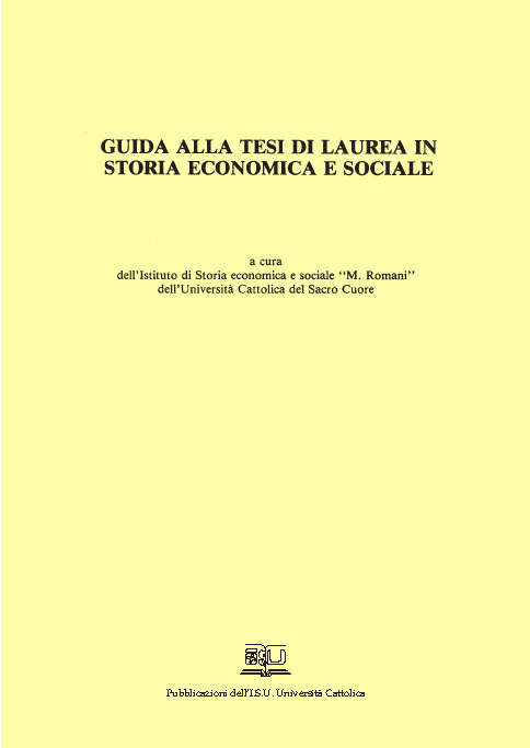 GUIDA ALLA TESI DI LAUREA IN STORIA ECONOMICA E SOCIALE