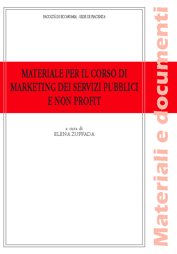 MATERIALE PER IL CORSO DI MARKETING DEI SERVIZI PUBBLICI E NON PROFIT