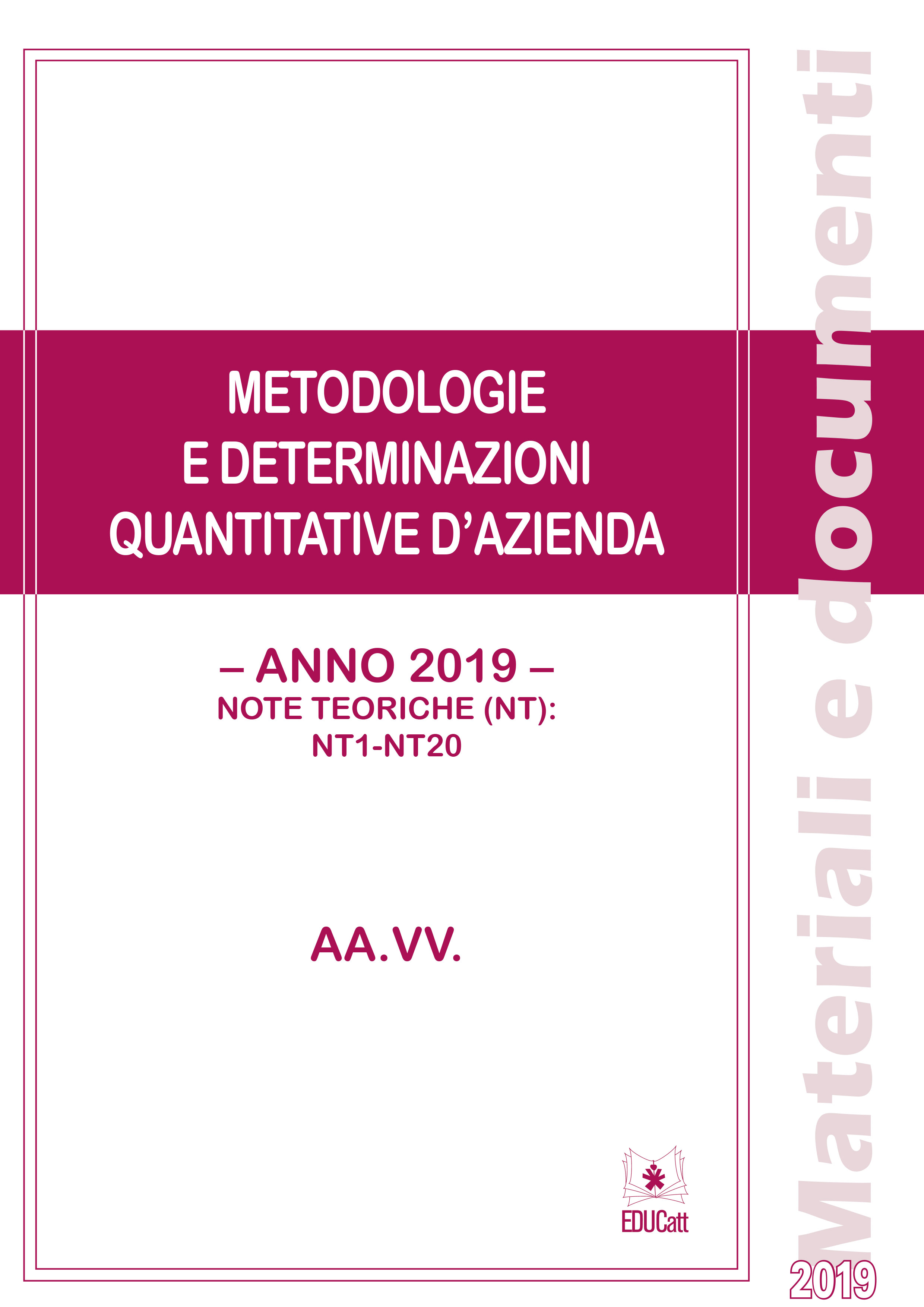 Metodologie e determinazioni quantitative d'azienda 2019