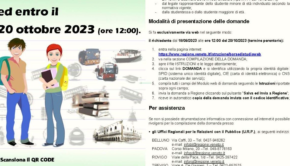 Regione Veneto BORSE DI STUDIO A.S. 2022-23
