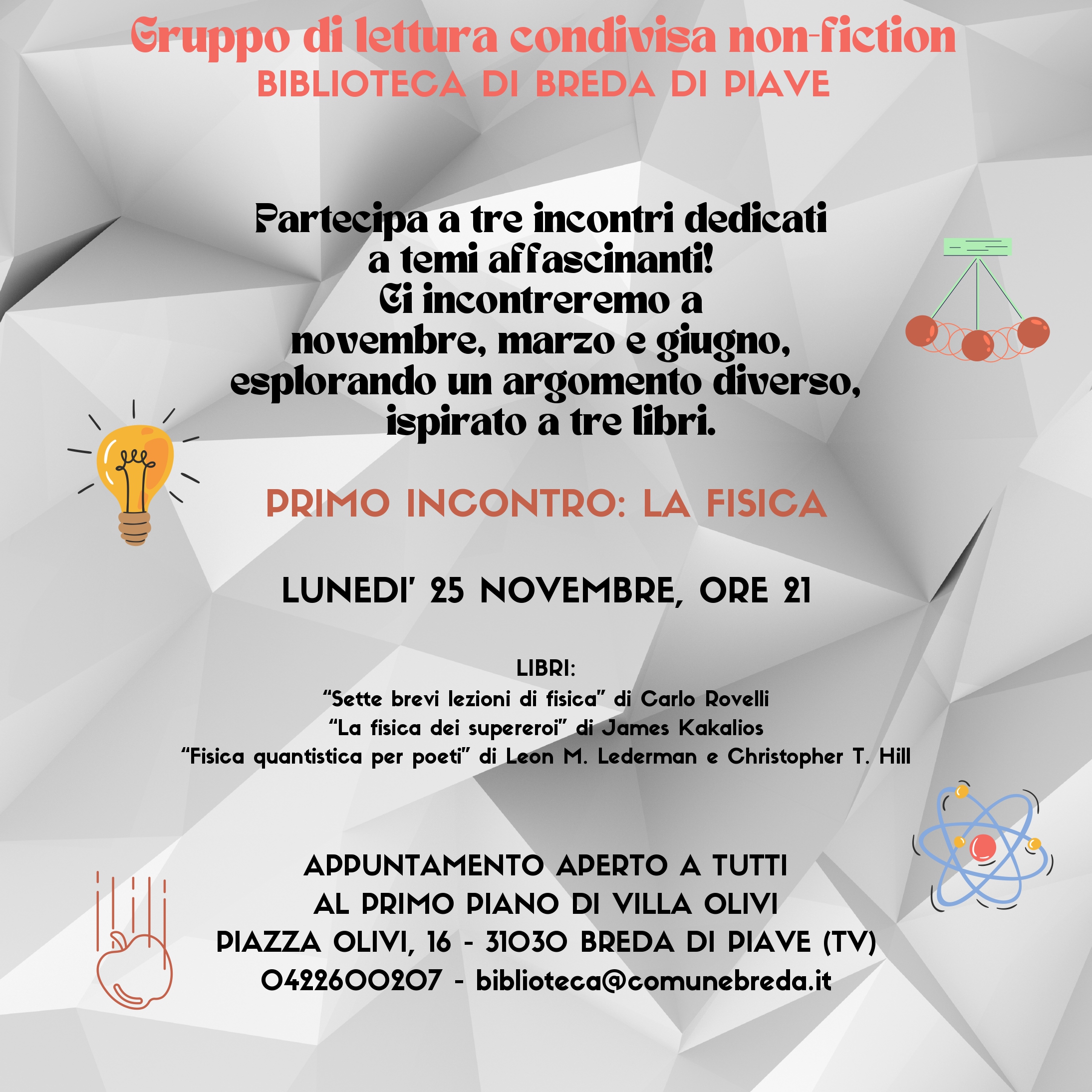 Locandina gruppo lettura tema "fisica"
