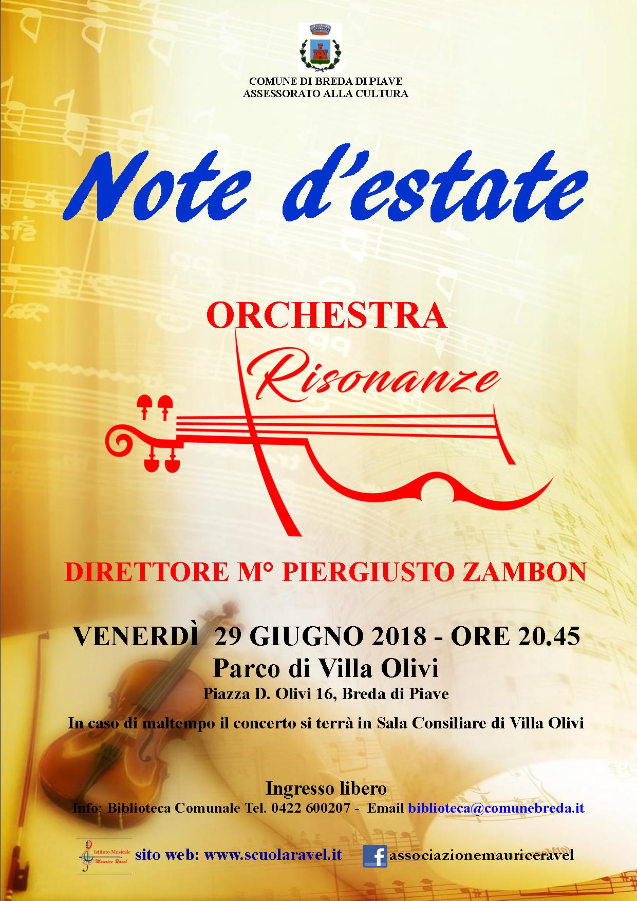 Locandina Concerto Note d'estate