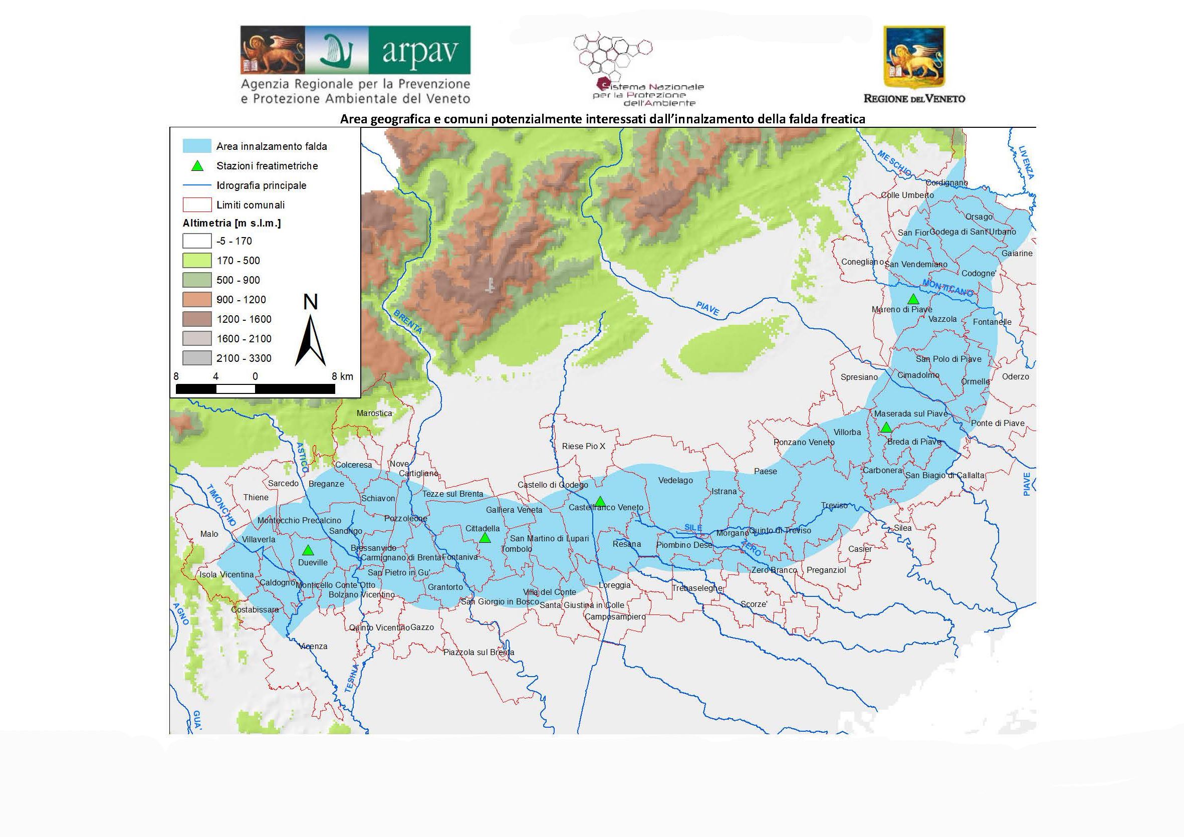 Innalzamento falde acquifere in Veneto