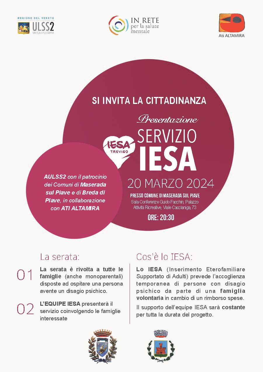 SERVIZIO IESA - ULSS 2 con il patrocinio dei Comuni di Breda e Maserada