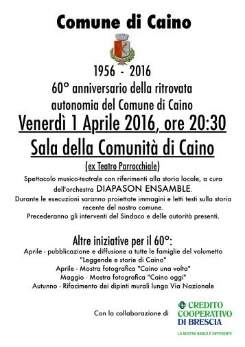 60°anniversario della ritrovata autonomia del comune di Caino 60°anniversario della ritrovata autonomia del comune di Caino