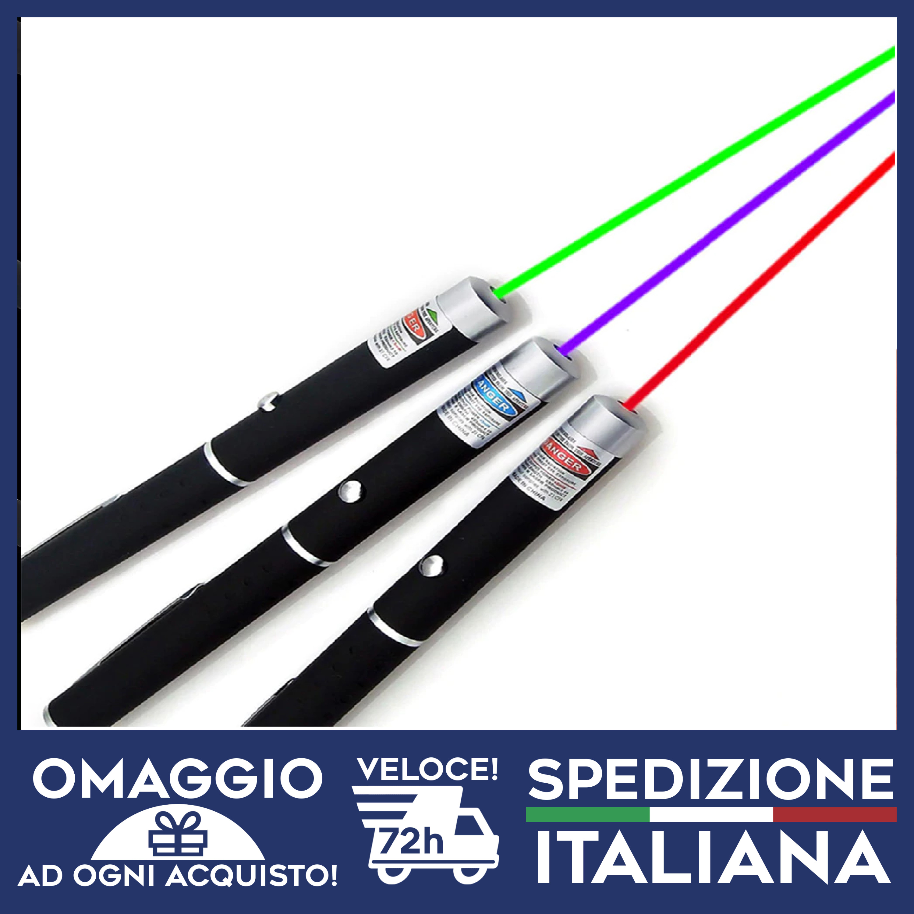 IN ITALIA Pointer Penna Puntatore Laser ROSSO VERDE VIOLA/BLU Spedizione  🇮🇹